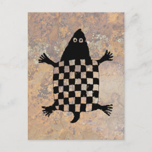 Postal Tortuga estilizada - Diseño de alfarería de fibras