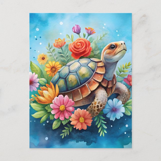 Postal Tortuga floral (Anverso)