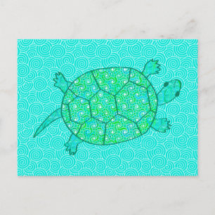 Postal Tortuga giratoria árabe - tonos verde marino