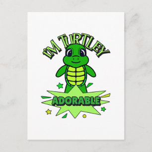 Postal Tortuga linda cita divertida totalemente adorable
