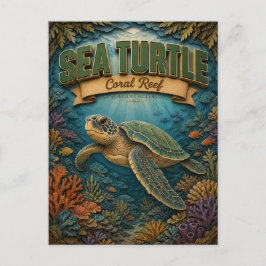 Postal Tortuga Marina Arrecife de Coral POPCUT