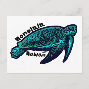Postal Tortuga marina artística honolulu Hawaii