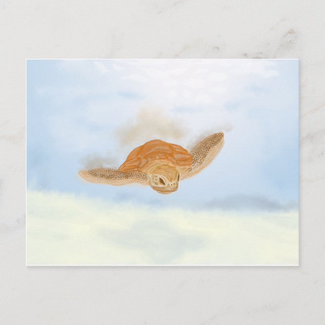 Postal Tortuga marina bajo el agua. (Anverso)