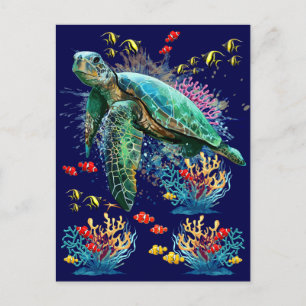 Postal Tortuga marina bajo el agua Estilo
