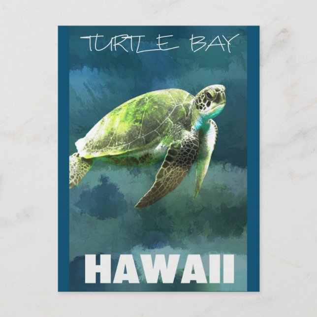 Postal Tortuga marina hawaiana artística (Anverso)