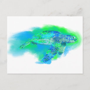 Postal Tortuga marina nadadora