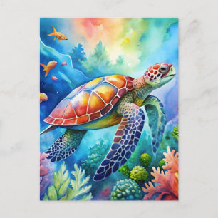 Postal Tortuga marina pintada