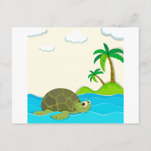 Postal Tortuga nadando en el océano