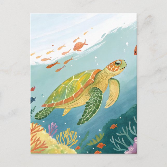 Postal Tortuga pintadora (Anverso)