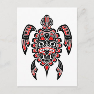 Postal Tortuga roja y negra de Haida Spirit Sea