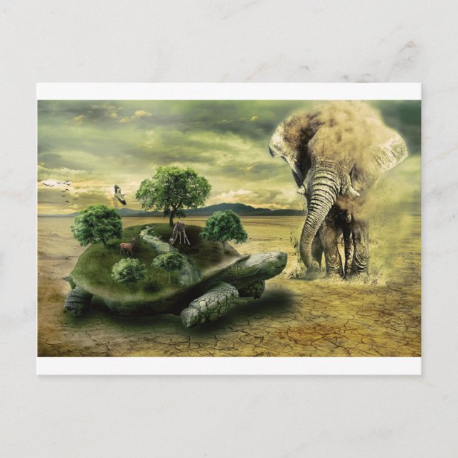 POSTAL TORTUGA Y ELEFANTE (Anverso)
