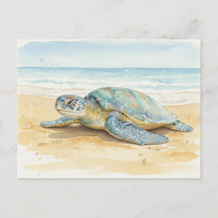 Postal Tortugas marinas de Kauai descansando en la playa