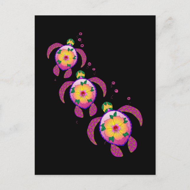 Postal Tortugas tropicales honu hawaianas (Anverso)