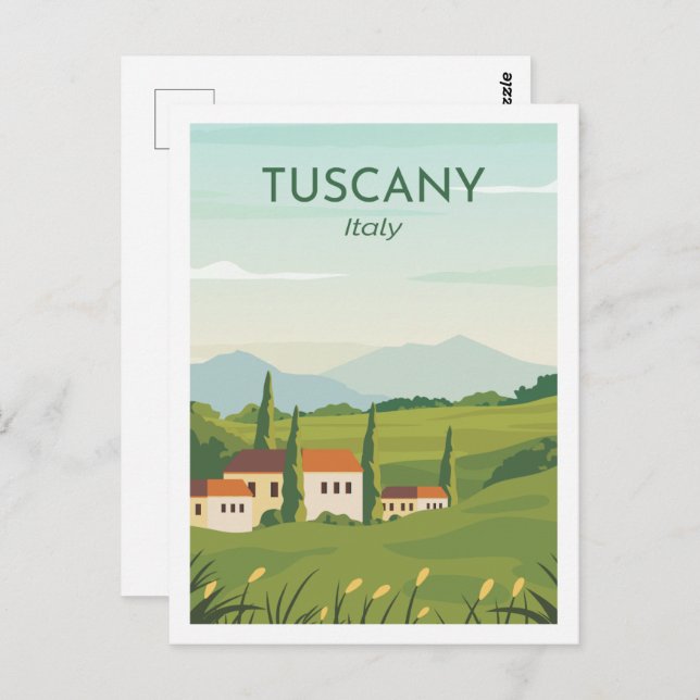 Postal Toscana Italia Famoso Ilustracion de viaje (Anverso / Reverso)