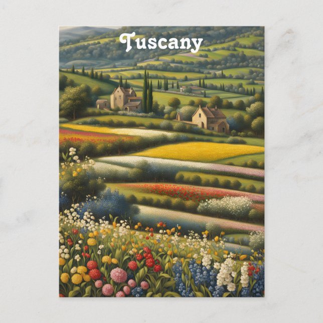 Postal Toscana Italia Villa Retro Viaje Floral Italiano (Anverso)