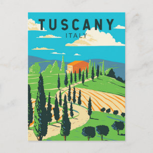 Postal Toscana Italia Viñero Viaje Arte Vintage