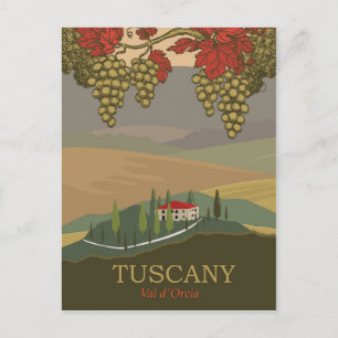 Postal Toscana, región de Val d'Orcia, Italia, viajes
