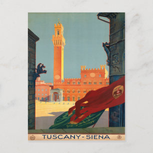 Postal Toscana Siena Italia Cartel de Viaje Italiano Vint