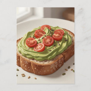 Postal Tostada de Aguacate y Tomate Arte Fresco de Desayu