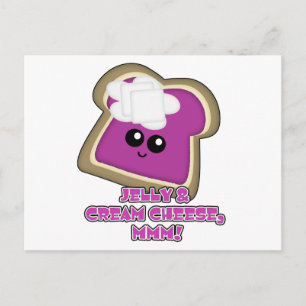 Postal Tostada de crema de queso y jelly kawaii