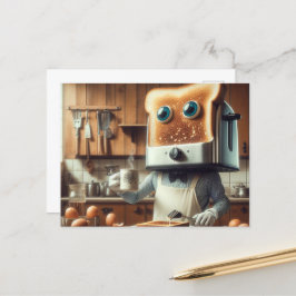 Postal Tostadora Surrealista Huevos Desayuno Persona