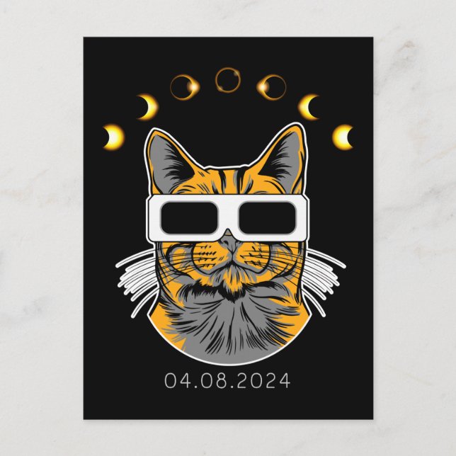 Postal Total de espectadores solares de gatos de eclipse  (Anverso)