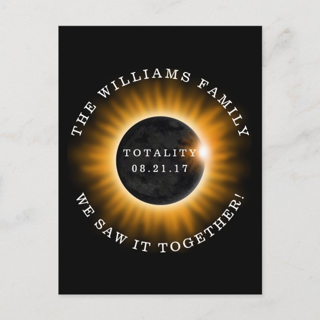 Postal Totalidad familiar Eclipse solar personalizado (Anverso)