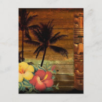 Tótem de árbol de palmas tropical hibiscus floral