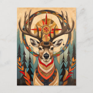 Postal Tótem de Ciervo – Espíritu Grácil Art Déco
