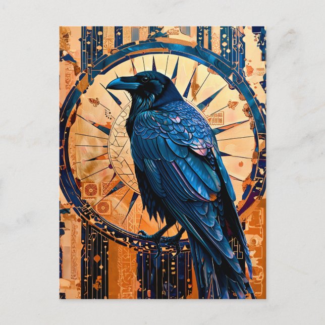 Postal Tótem del Cuervo – Símbolo Místico Art Déco (Anverso)