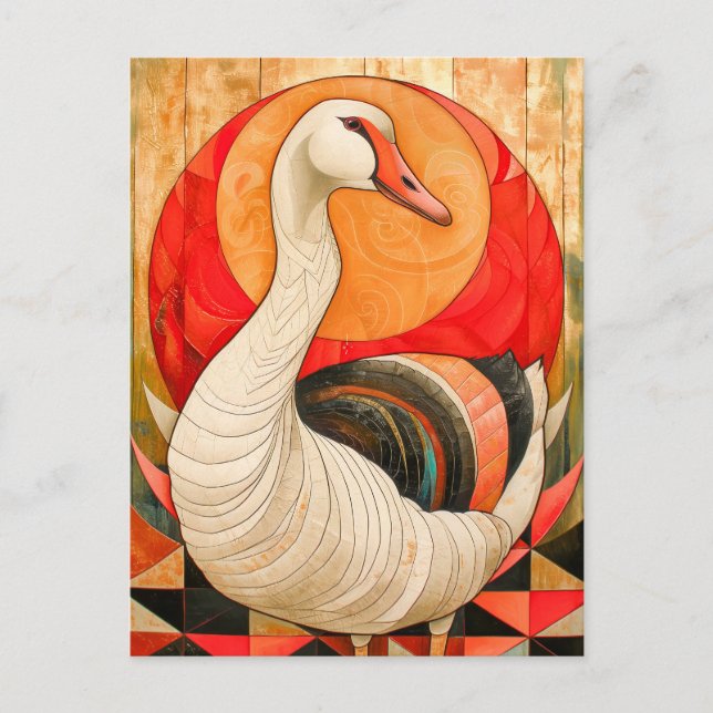Postal Totem del ganso: Espíritu Art Déco Protector (Anverso)