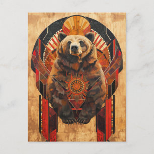 Postal Tótem del Oso – Fuerza en Estilo Deco