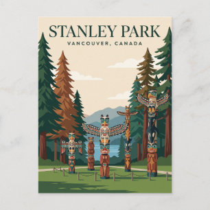 Postal Tótems del Parque Stanley Vancouver Canadá