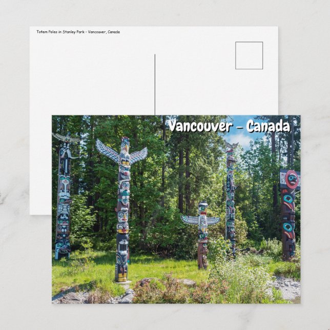 Postal Tótems en el Parque Stanley, Vancouver Canadá (Anverso / Reverso)