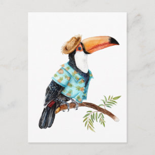 Postal Toucan en camisa hawaiana