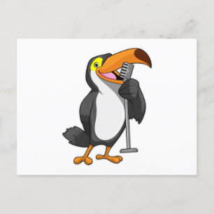 Postal Toucan en la música con micrófono