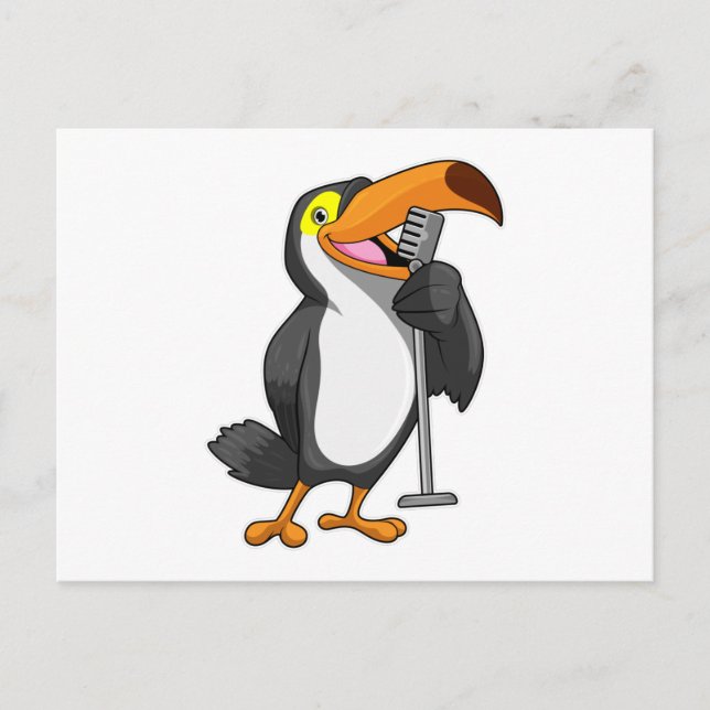 Postal Toucan en la música con micrófono (Anverso)