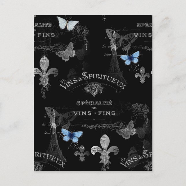 Postal Toujours Paris Butterflies Collage Postcard (Anverso)