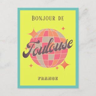 Postal Toulouse Francia viaje bonjour retro colorido