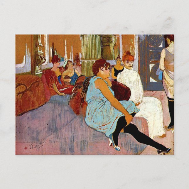 Postal Toulouse-Lautrec - El salón en la calle de Moulin (Anverso)