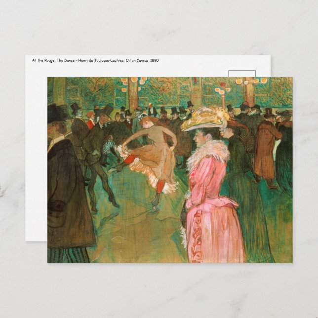 Postal Toulouse-Lautrec - En el Rouge, la danza (Anverso / Reverso)