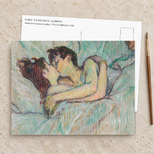 Postal Toulouse-Lautrec - En la cama, El Beso
