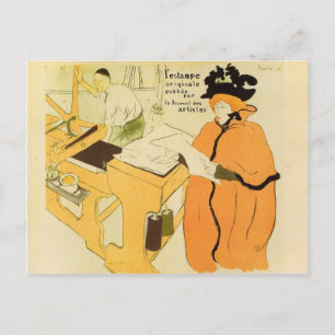 Postal Toulouse-Lautrec - Jane Avril revisando la impresi