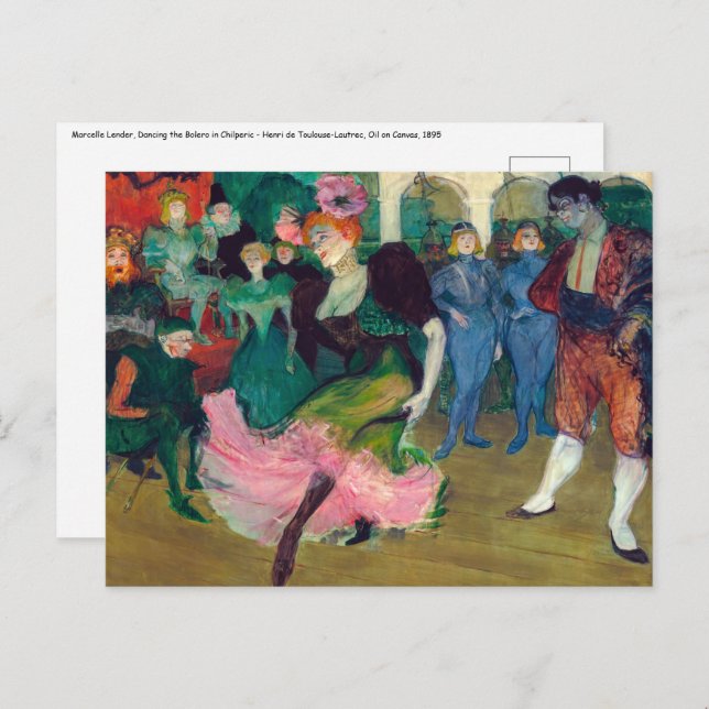 Postal Toulouse-Lautrec - Marcelle Lender, Dancing Bolero (Anverso / Reverso)