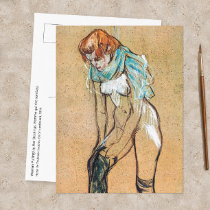 Postal Toulouse-Lautrec - Mujer subiendo sus medias