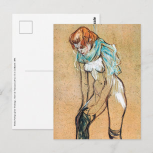 Postal Toulouse-Lautrec - Mujer subiéndose las medias