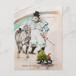 Postal Toulouse-Lautrec, Payaso Circus con caballo y mono