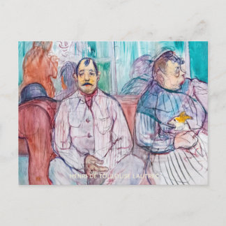 Postal Toulouse-Lautrec, señora, señor y perro