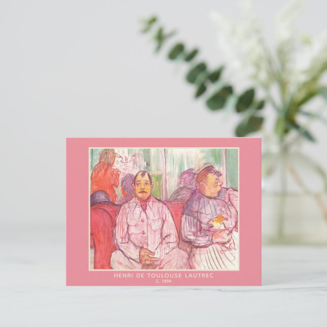 Postal Toulouse-Lautrec, señora, señor y perro (Anverso de pie)