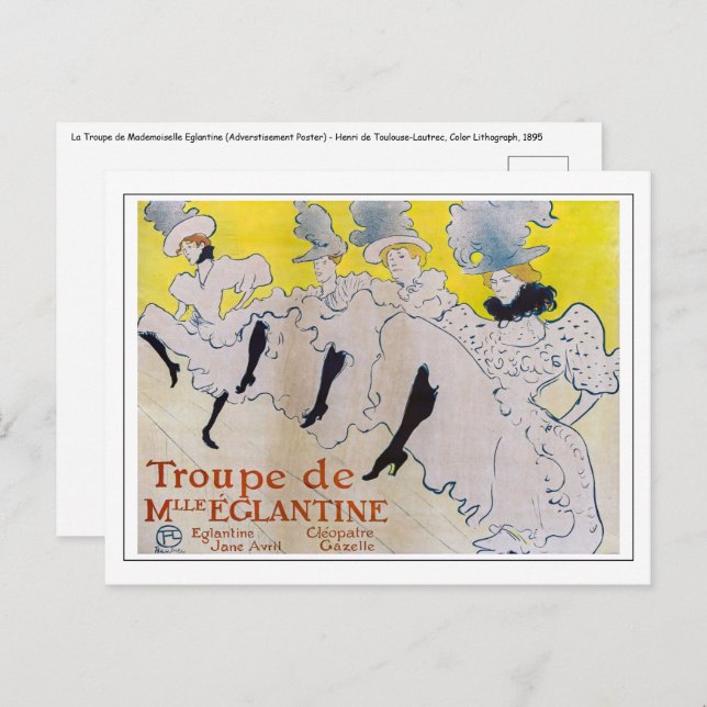 Postal Toulouse-Lautrec - Troupe de Mlle Eglantine (Anverso / Reverso)